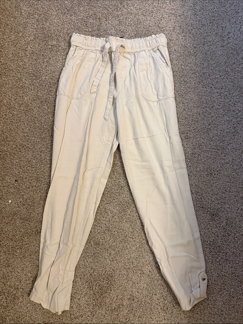 Rewash Women's Cream Drawstring Jogger Pants